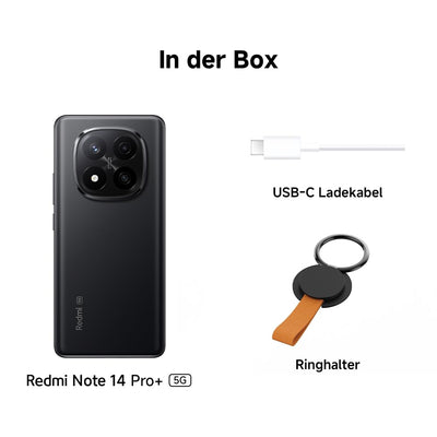 Xiaomi Redmi Note 14 Pro+ 5G Smartphone, 8 + 256GB, Blue, 200MP professionelle AI-Kamera, IP68, 120W HyperCharge, AI-Funktionen (kein Ladegerät enthalten)