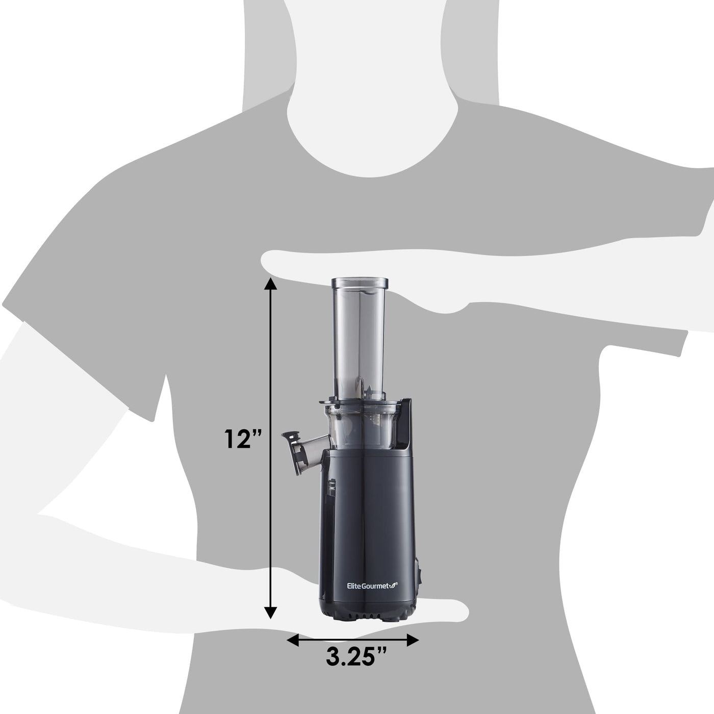 Elite Gourmet EJX600 Kompakter Kau-Entsafter, Kaltpress-Entsafter, nährstoff- und vitaminreich, leicht zu reinigen, 16-Unzen-Saftbecher, Anthrazit