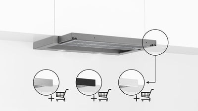 Bosch DFR067A52 Serie 4 Flachschirmhaube, 60 cm breit, Um- & Abluft, Made in Germany, EcoSilence Drive leiser und effizienter Motor, LED-Beleuchtung gleichmäßige Ausleuchtung, Kurzhubtasten