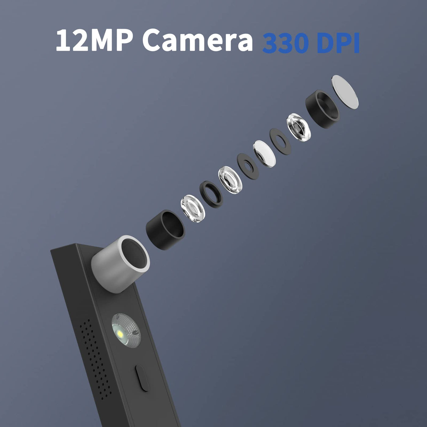 CZUR 12MP USB-Dokumentenkamera und Visualizer, A4 Dokumentenscanner tragbarer Scanner, für Lehr- und Klassenzimmer, Home-Office, kompatibel mit Windows, macOS (Lens 1200) (Mattschwarz)