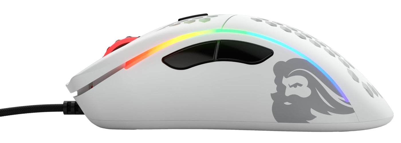 Glorious Gaming Model D Wired Gaming Mouse – superleichtes Wabendesign mit 68 g, RGB-Beleuchtung, ergonomisch, Pixart 3360 Sensor, Omron-Schaltern, PTFE-Füße, 6 Tasten – Mattweiß