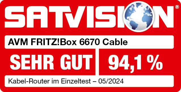 AVM FRITZ!Box 6670 Cable | Router für einen Kabelanschluss (DOCSIS-3.1-Kabelmodem, 2x2 Wi-Fi 7 mit 2.880 MBit/s (5 GHz) und 688 MBit/s (2,4 GHz), Zigbee Integration 1 x 2,5 Gigabit-LAN-Port)