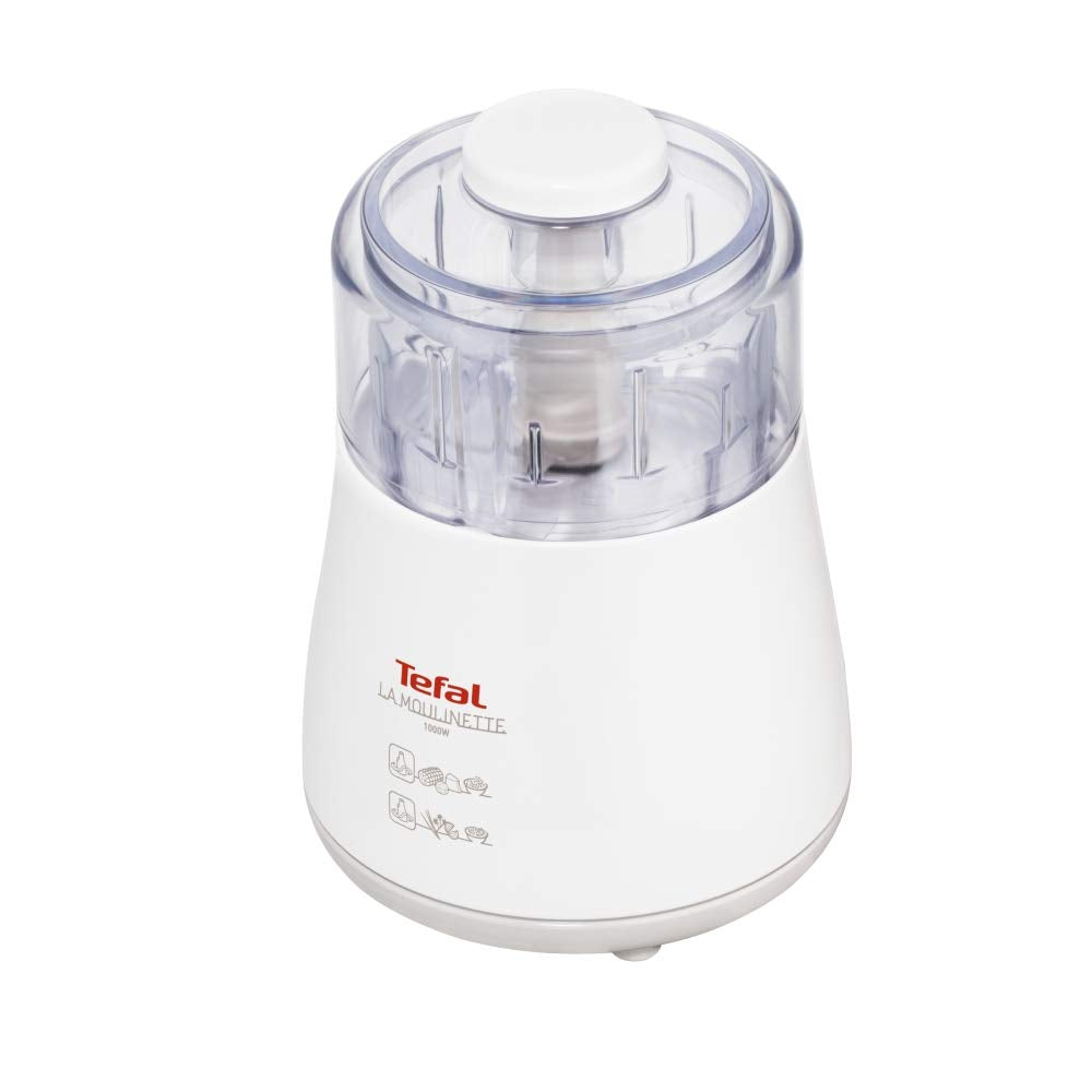 Tefal La Moulinette, Elektrischer Zerkleinerer, 1000 Watt, 500 ml, Kabelverstaufach, 4 Funktionen: Zerkleinern, Mixen, Mischen, Mahlen, DPA130, Weiß