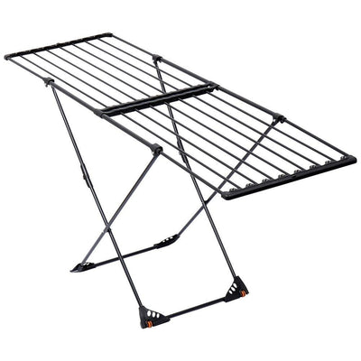 Vilde Wäscheständer Standtrockner | Wäschetrockner Drying Rack | Metall Ausziehbar Schwarz XXL 110-189 cm