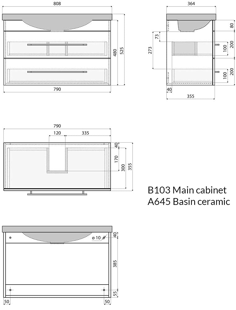 emotion Badmöbel Mars 800 Slimline Beton