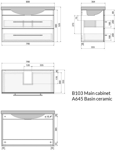 emotion Badmöbel Mars 800 Slimline Beton