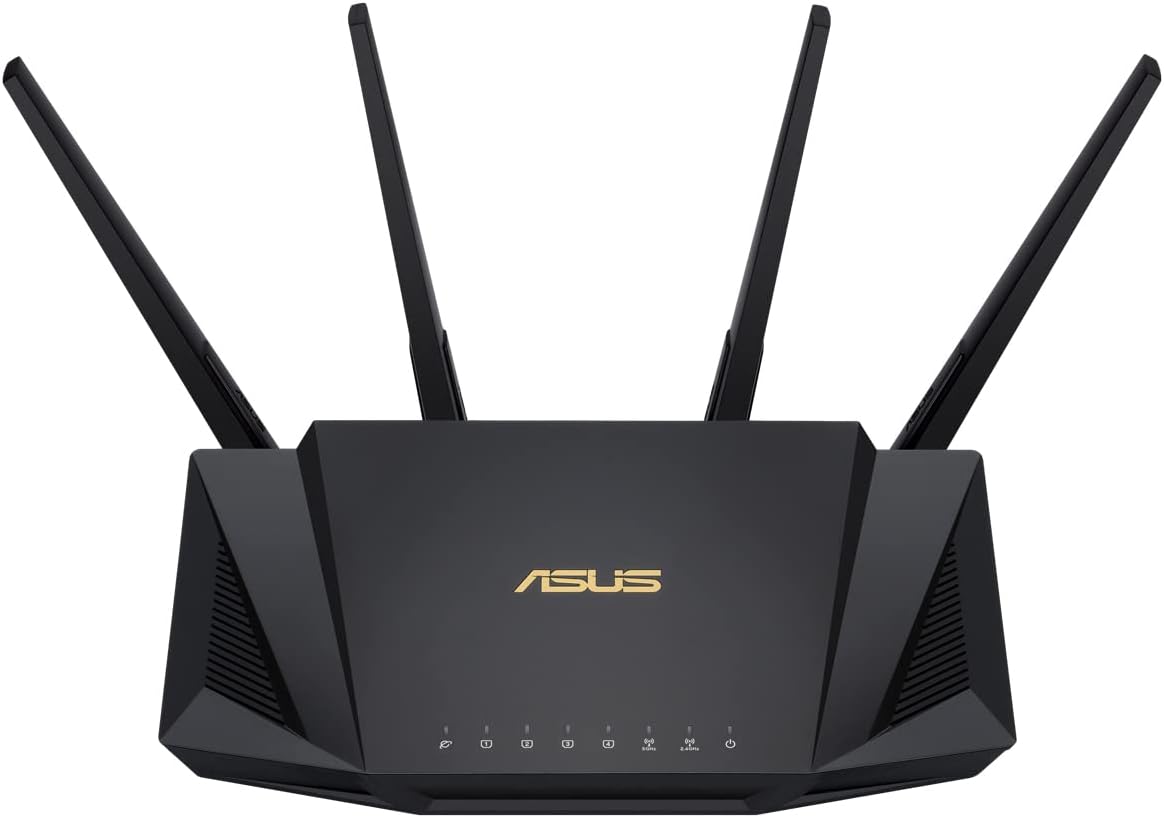 Asus RT-AX58U Router kombinierbarer Router (Tethering als 4G und 5G Router-Ersatz, Ai Mesh WLAN System, WiFi 6 AX3000, Dual-Band, 4x Gigabit LAN, 1.5 GHz TC CPU, AiProtection, USB 3.0, 160 MHz)