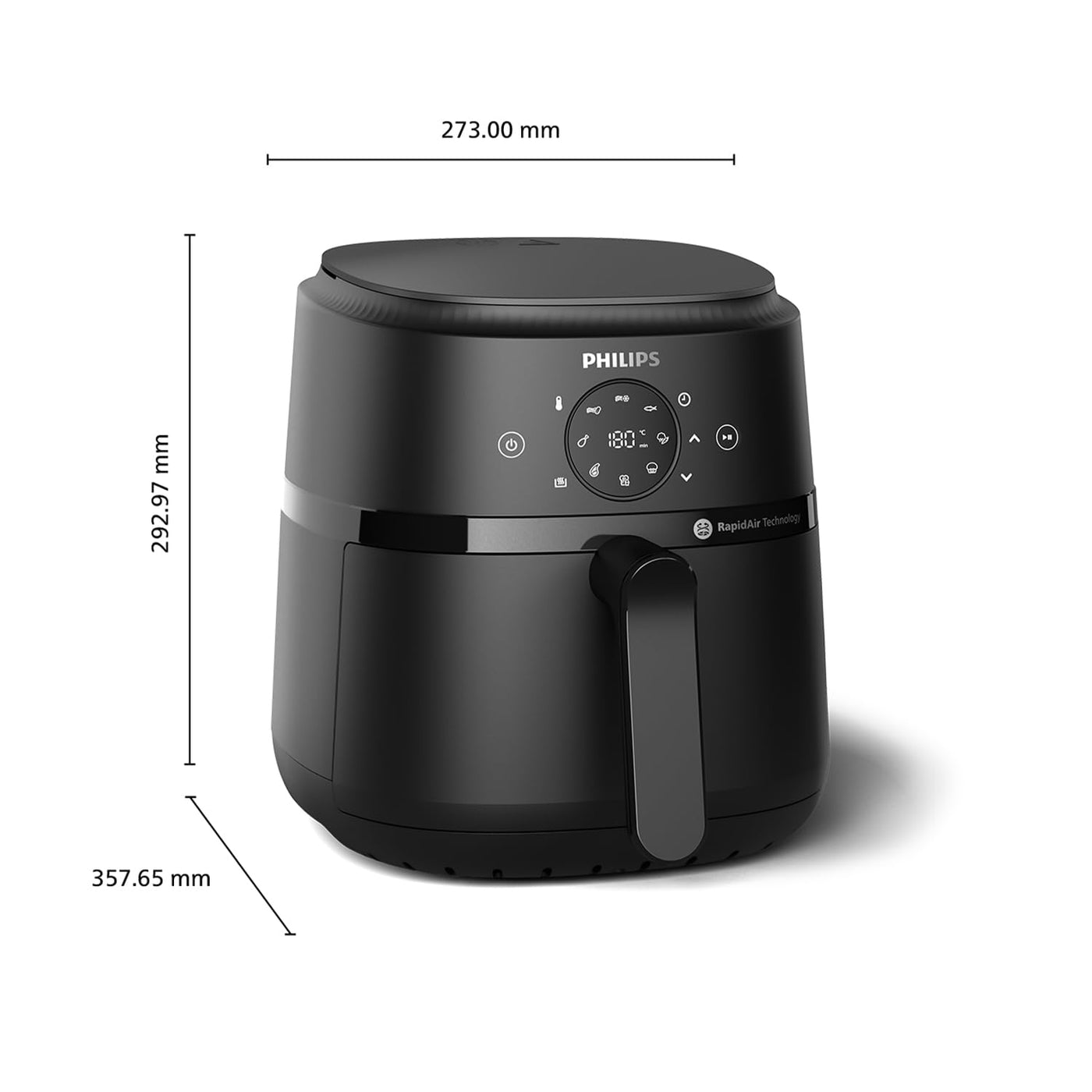 Philips Airfryer 2000-Serie 4,2L - Digitaler Touchscreen, 13 Garoptionen, 9 voreingestellte Funktionen, bis zu 90% weniger Fett mit RapidAir Technologie, 1500W Leistung, Schwarz (NA229/00)