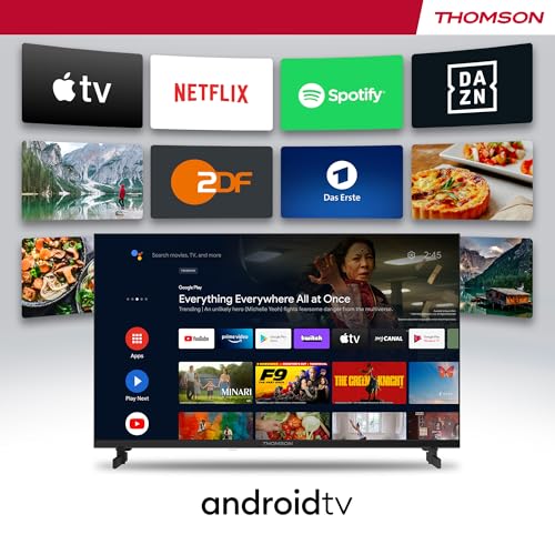 Thomson 55 Zoll (139 cm) QLED Fernseher Smart Android TV (WLAN, HDR, Triple Tuner DVB-C/S2/T2, Sprachsteuerung) – 55QA2S13-2023