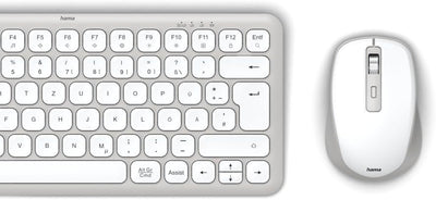 Hama Tastatur Maus Set kabellos (Multi Device Tastatur und Maus mit Bluetooth/Funk für PC, Smartphone, Tablet, klein, mit Batterien, leise Scissortasten, Multimedia Tasten, deutsches QWERTZ-Layout)