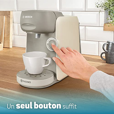 Bosch Tassimo Finesse Kapselmaschine TAS16B7 Kaffeemaschine by, 70 Getränke, intensiverer Kaffee auf Kopfdruck, Abschaltautomatik, perfekt dosiert, platzsparend, 1400 W, creme