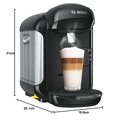 Tassimo Vivy2 Kapselmaschine TAS1402 Kaffeemaschine By Bosch, Ãœber 70 Getränke, Vollautomatisch, Geeignet Für Alle Tassen, Platzsparend, 1300 W, 1 Liters , Schwarz