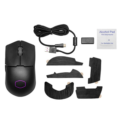 Cooler Master MM712 RGB Gaming-Maus – Ultralight 59g, Hybrid Wireless, 19K DPI PAW3370 Optischer Sensor, 70 Millionen Klicks optische Schalter, On-The-Fly, MasterPlus+ (38K DPI, nur PC) – Schwarz