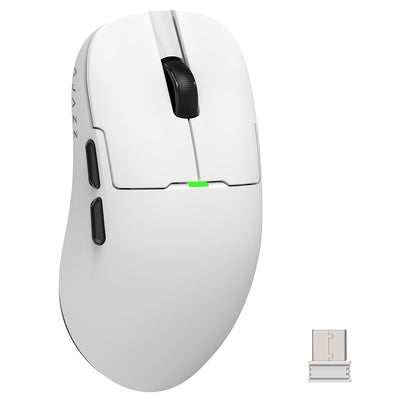 AJAZZ AJ159 Superlight Kabellose Gaming-Maus, Ultraleicht 56g, Pixart PAW3395 Sensor, Bis zu 26000 DPI, 2,4GHz/Kabelgebunden, 6 Programmierbare Tasten, 200 Stunden Akkulaufzeit, für PC/MAC (weiß)