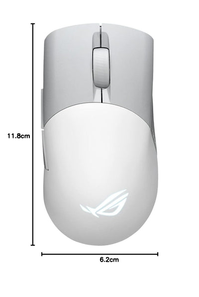 ASUS ROG Keris Wireless AimPoint White RGB Gaming Maus (optischer ROG AimPoint-Sensor, 36.000 DPI, ROG Micro Switches, 2,4 GHz RF, Bluetooth, USB, 5X programmierbare Tasten, weiß)