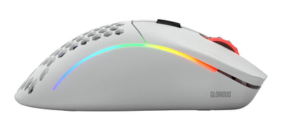 Glorious Gaming Model D Wireless Gaming Mouse – Superleichte 69 g, verzögerungsfreier 2,4-GHz-Funk, bis zu 71 Stunden Akku, RGB-Beleuchtung, BAMF-Sensor, ergonomisch, 6 Tasten – Mattweiß