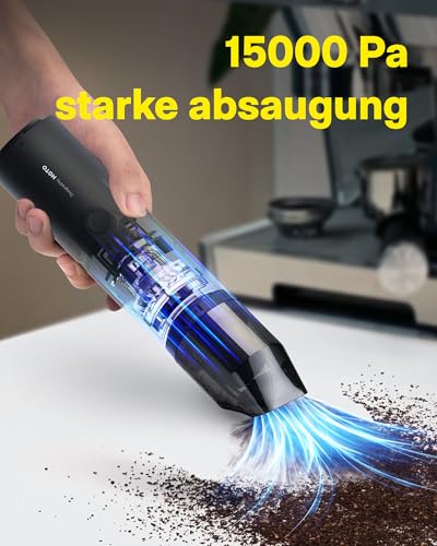 HOTO 15000PA Handstaubsauger Akku, 4 in 1 Autostaubsauger, USB-C Aufladbar, Mini Staubsauger Auto mit Waschbar HEPA-Filter, Reiniger Gerät für Auto/Haus/Büro/Tierhaare/Kajak Aufblasen