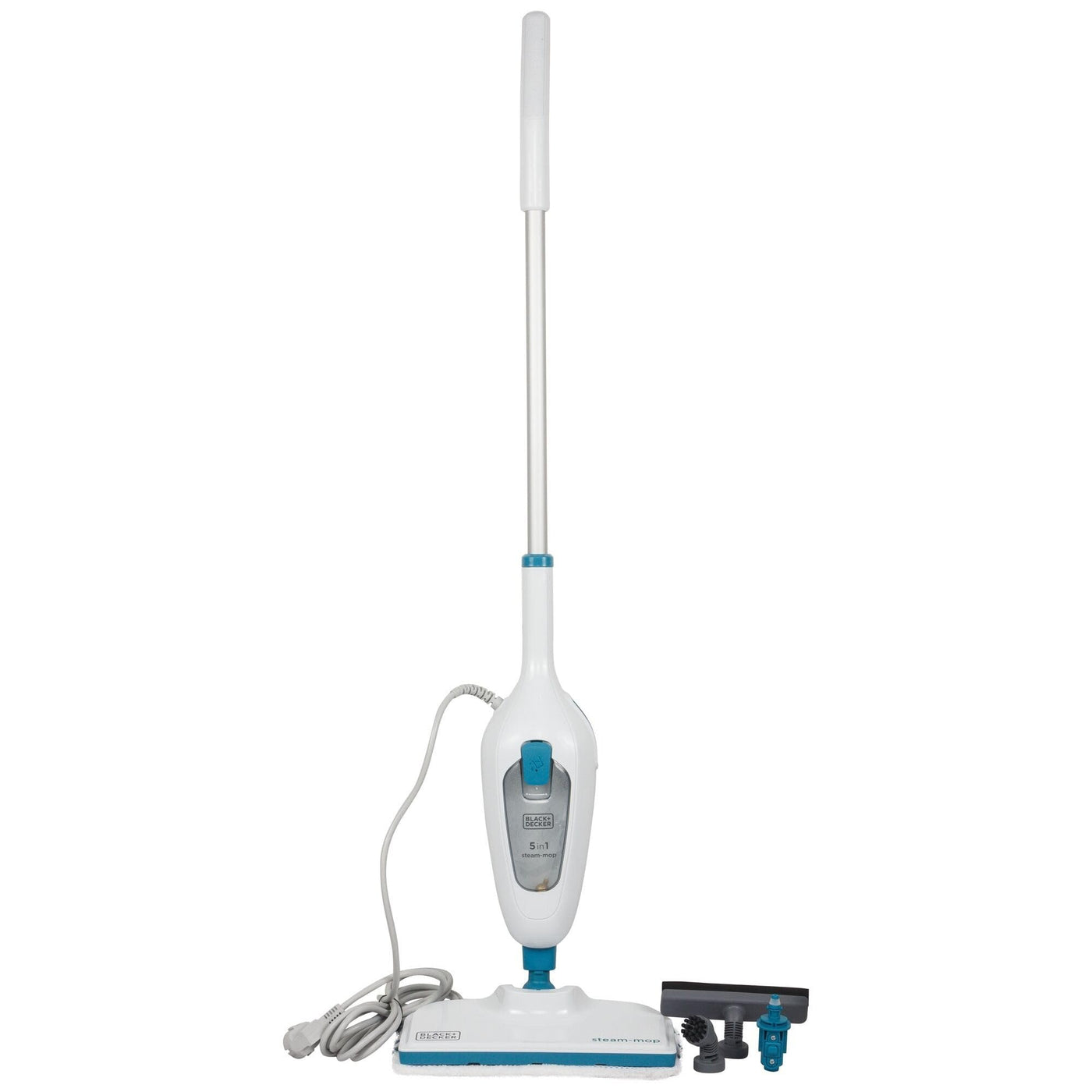 BLACK+DECKER 1300W 5-in-1 Dampfbesen Steam Mop (Dampfreiniger für hygienische, gründliche Sauberkeit, 5-teiliges Zubehörset + herausnehmbares Handdampfgerät, einfache Bedienbarkeit) FSMH13E5