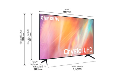 Téléviseur Samsung Crystal UHD 4K 43 pouces (GU43AU7179UXZG, modèle allemand), HDR, Q-Symphony, design sans cadre, Smart TV [2021]