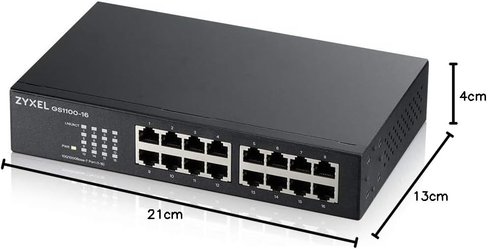 Zyxel 16-Port Gigabit Ethernet Unmanaged Switch - Design ohne Lüfter [GS1100-16v3]