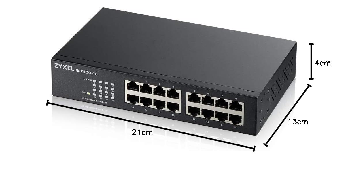 Zyxel 16-Port Gigabit Ethernet Unmanaged Switch - Design ohne Lüfter [GS1100-16v3]