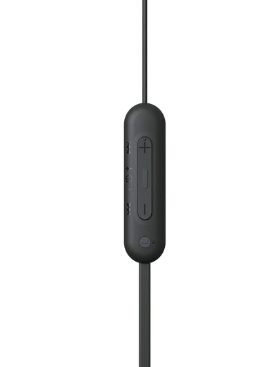 Sony kabellose WI-C100 In-Ear-Kopfhörer (bis zu 25 Stunden Akkulaufzeit, optimiert für Sprachassistenten, integriertes Mikrofon für Telefonate, Bluetooth), Schwarz, klein