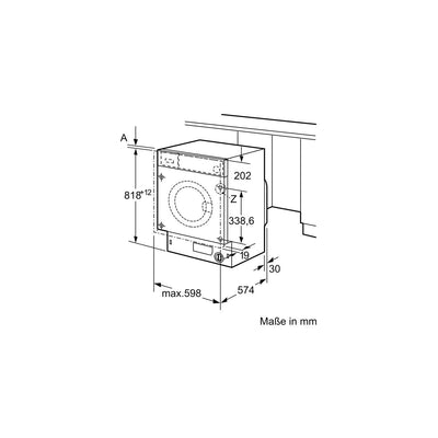 Bosch WIW28443 Serie 8 Einbauwaschmaschine Frontlader, 62 kWh pro 100 Waschzyklen, 1400 UpM, 8 kg, weiß, EcoSilence Drive, SpeedPerfect, VarioTrommel, ActiveWater Plus