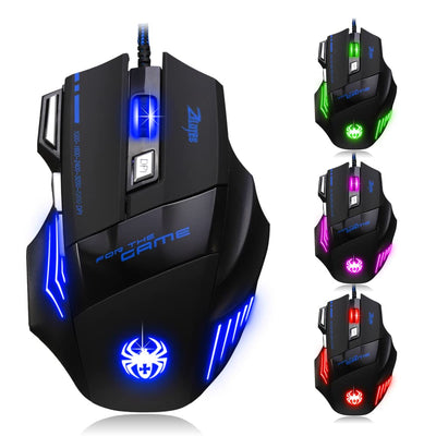 zelotes Gaming Maus,7200DPI PC Gamer Maus,USB LED Maus Verdrahtete,7 Tasten Ergonomische Maus mit Kabel,Computer Maus Mouse für PC, Mac