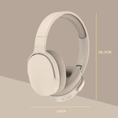 HiFi-Bluetooth-Kopfhörer, faltbar, intelligente Rauschunterdrückung, verstellbar, kabelloses Headset mit Mikrofon, Bluetooth-kompatibel, 5.1-Stereo-Over-Ear-Kopfhörer für Sport, Reisen (Beige)