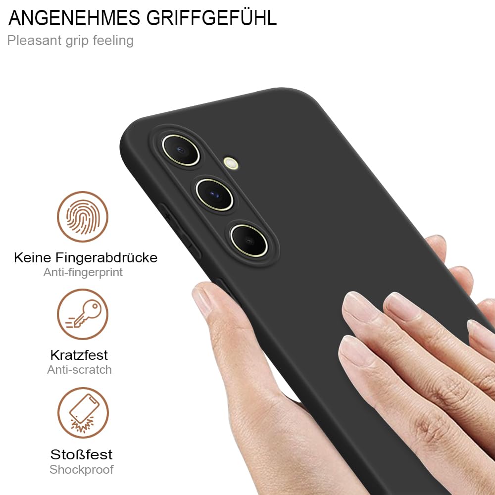 HSP Hülle für Samsung Galaxy A55 5G [Staubabweisend] Handyhülle | Premium TPU Silikon Case Schutzhülle | Kratzfest Stoßfest Fallschutz | Kameraschutz Displayschutz | Passgenau Dünn Matt | Schwarz