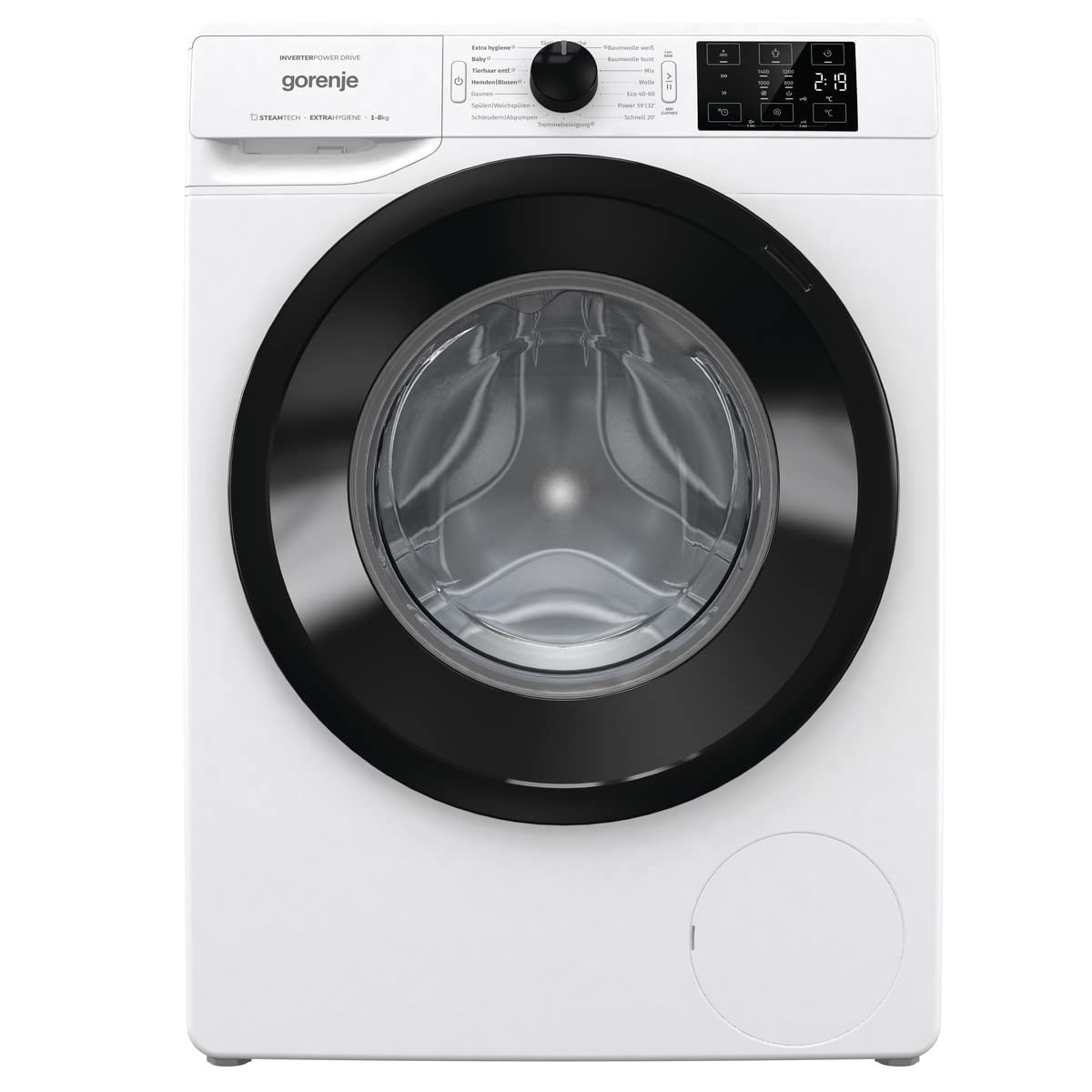 Gorenje WNEI 84 BPS Waschmaschine mit Dampffunktion / 8 kg / 1400 U/min /16 Programme Inverter Motor/Edelstahltrommel/AquaStop/Kindersicherung/SterilTub/Weiß