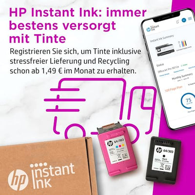 Imprimante multifonction HP OfficeJet Pro 9012e, 6 mois d'impression gratuite avec HP Instant Ink inclus, HP+, imprimante, scanner, copieur, fax, WLAN, LAN, duplex, HP ePrint, Airprint, Basalt