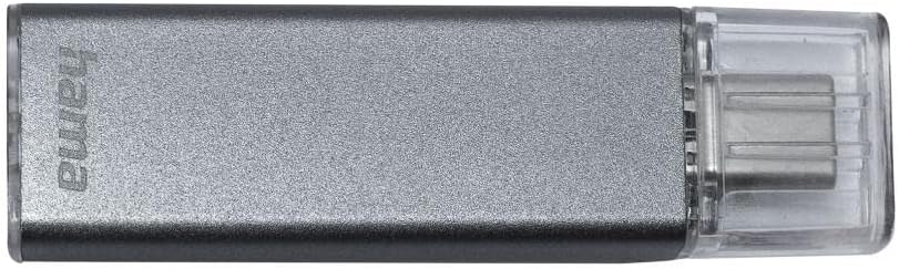 Hama USB Stick, 128GB (Speicherstick USB-C 3.1, Datenspeicher mit 100 MB/s Datenübertragungsrate und Verschlusskappe, für Windows/MacBook), anthrazit, Kompakt