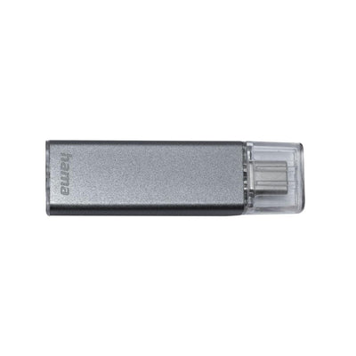 Hama USB Stick, 128GB (Speicherstick USB-C 3.1, Datenspeicher mit 100 MB/s Datenübertragungsrate und Verschlusskappe, für Windows/MacBook), anthrazit, Kompakt