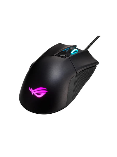 Asus ROG Gladius II Core Gaming-Maus (6200 DPI Sensor, Aura Sync Beleuchtung, Abnehmbare Schalter) schwarz