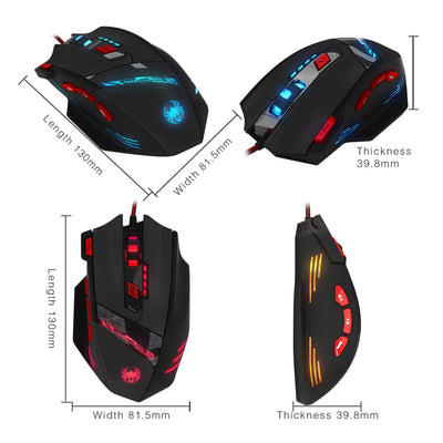 zelotes Gaming Maus,9200 DPI, 8 Programmierbare Tasten Ergonomische Maus mit Kabel,Computer Maus,USB led Maus,PC Gamer Maus,Gaming Mouse für PC Mac (Schwarz)