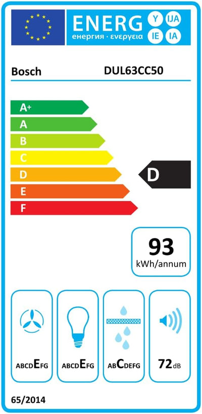 Bosch DUL63CC50 Serie 4 Unterbauhaube, 60 cm breit, Um- & Abluft, LED-Beleuchtung gleichmäßige Ausleuchtung, Drucktastenschalter, 3 Leistungsstufen, Metallfettfilter spülmaschinengeeignet, Edelstahl