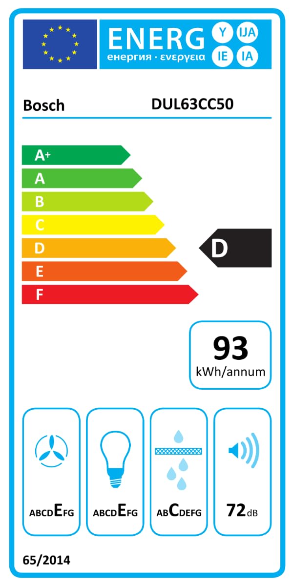 Bosch DUL63CC50 Serie 4 Unterbauhaube, 60 cm breit, Um- & Abluft, LED-Beleuchtung gleichmäßige Ausleuchtung, Drucktastenschalter, 3 Leistungsstufen, Metallfettfilter spülmaschinengeeignet, Edelstahl