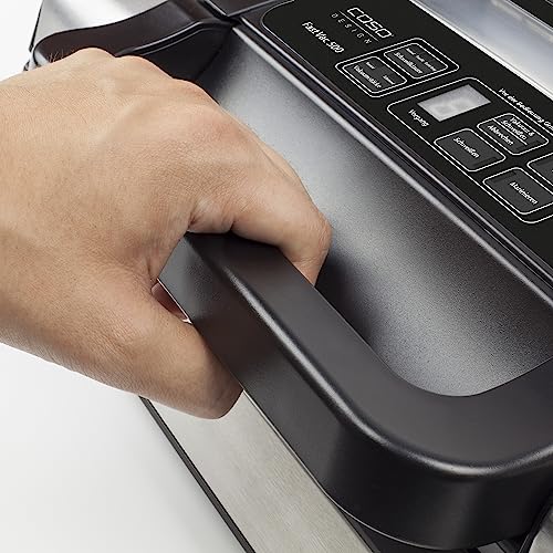 CASO FastVac 500 Gewerbevakuumierer - Edelstahl Vakuumierer für den professionellen Gebrauch - doppelte Kolbenpumpe 20 Liter/Min., Schweißnaht, inkl. 2 gratis Folienrollen,220-240V,50Hz,130W