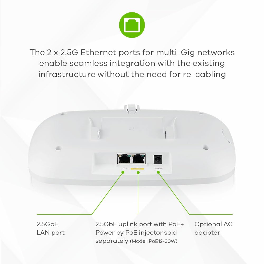 Zyxel BE11000 Enterprise-Grade WiFi 7 Triple-Radio Access Point | Netzteil Nicht enthalten | Nebula Cloud [NWA130BE]