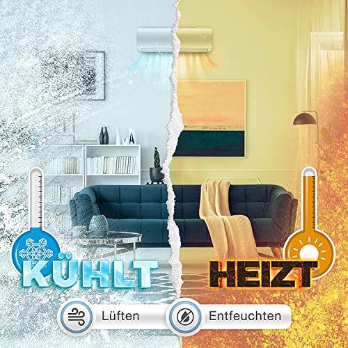 Kältebringer Split Klimaanlage Quick Connect - 12000 BTU - Inverter Klimagerät mit Heizfunktion, WiFi und App - bis 55qm - sehr leise - Komplett Set, 5m Kupferleitung, Kältemittel R32, Montagematerial