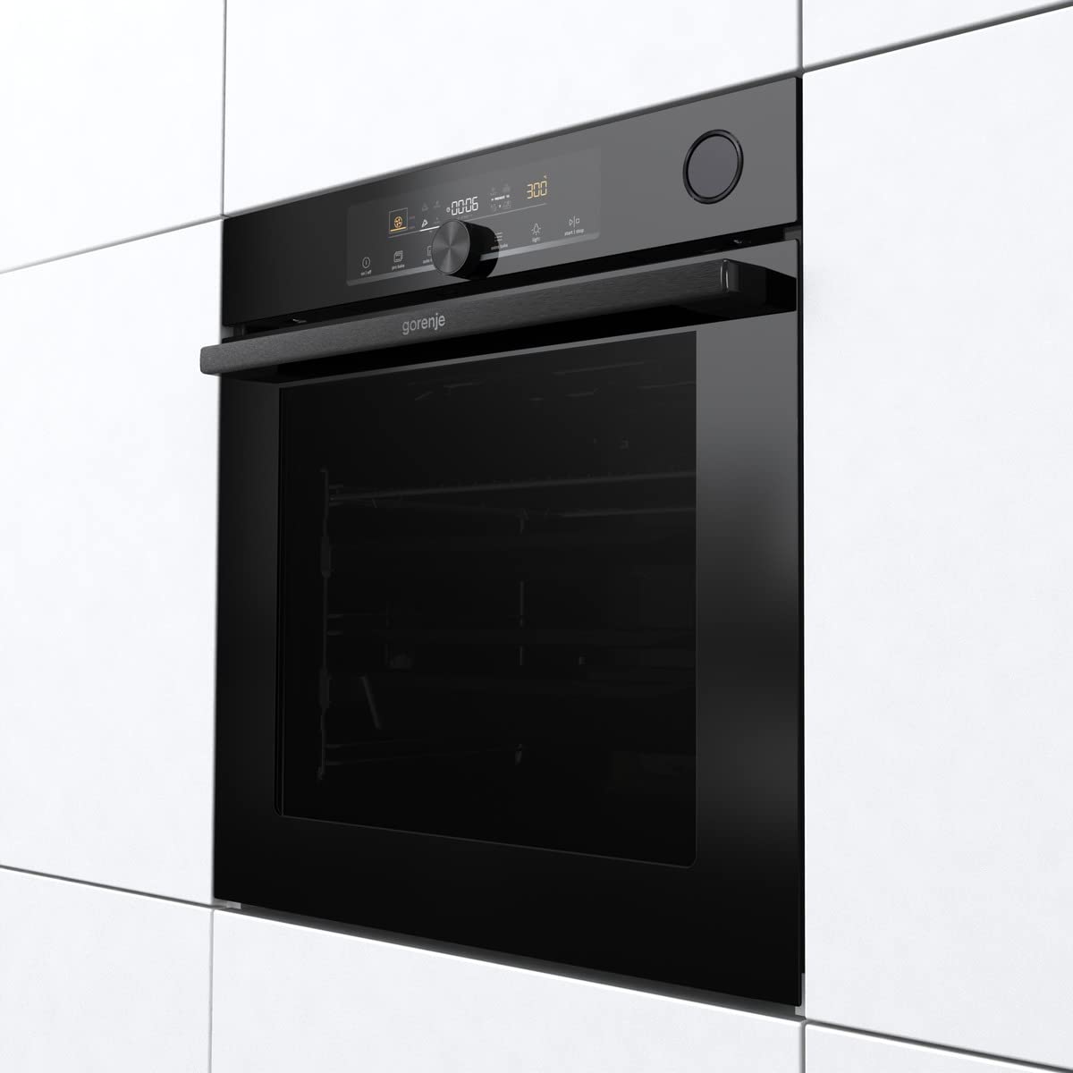 Gorenje 738009 OptiBake Advanced BSA 6747 A04BG Einbau-Backofen / 77L / Heißluft/AutoBake/Touch Bedienung/Bratenthermometer/GentleClose & Open/SteamAssist/StepBake/PizzaMode 300°C/schwarz