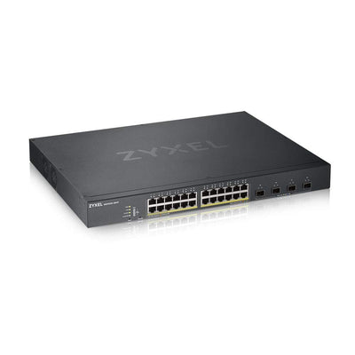 Commutateur PoE+ intelligent géré Gigabit Ethernet Zyxel avec 24 ports, un budget de 375 watts et quatre emplacements SFP+ 10G, mode cloud hybride [XGS1930-28HP]