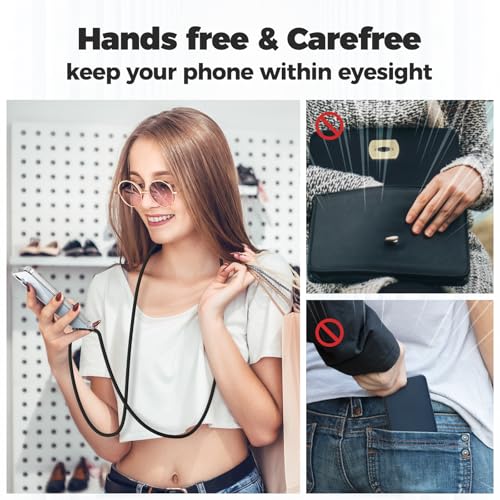 caslord Handykette für Samsung Galaxy S24 FE 5G Hülle mit Band, Handyhülle für zum Umhängen, Necklace Hülle [Stoßfest] [Kameraschutz] [Längenverstellbar] -Schwarz