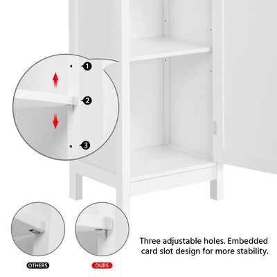 Yaheetech Hochschrank, Badezimmerschrank, Standregal, Badregal, mit 3 offenen Fächern & verstellbarem Einlegeboden, für Badezimmer, Wohnzimmer, Küche, 40 * 32 * 160, Weiß