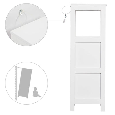 Yaheetech Badschrank, Badkommode, lackiertes Badregal weiß, Badezimmer Schrank mit abnehmbaren Schubladen, Nachtkommode, Eckkommode, 30x30x89cm LBH