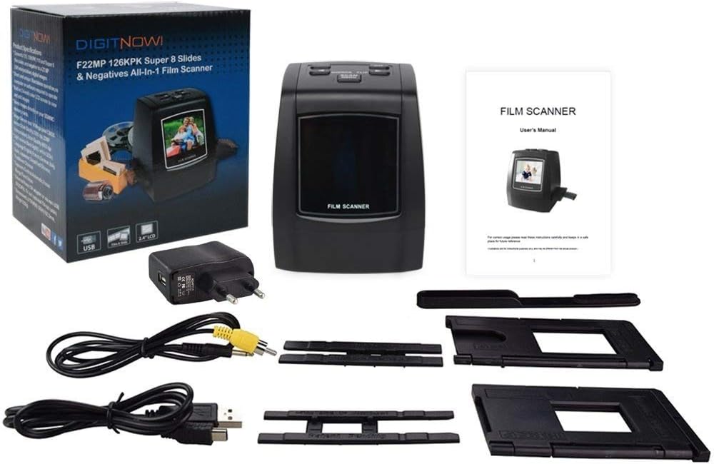 DigitNow!. Dia Film Scanner (Film/Slide, Film in Super 8, 35mm und 110, 126, Anschluss für SD/MMC Karten 126, USB 2.0 Schnittstelle, Wechselstrom, 22MP, CMOS, Schwarz)