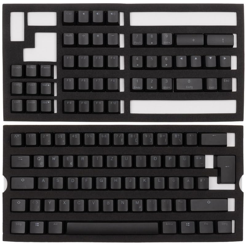 Ducky PBT Double-Shot Tastenkappen-Set für Hintergrundbeleuchtung, DE-Layout, Schwarz