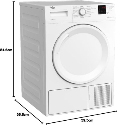 Beko DS7512PA b100 Wärmepumpentrockner 7 kg, Kombinierter Filtermechanismus, Elektronische Feuchtemessung, Express 30' Programm, Keine Farbverwaschung, Sanftes Trocknen, 15 Programme, Weiß