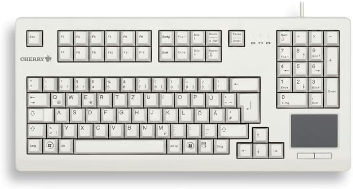 CHERRY G80-11900, Kabelgebundene Tastatur mit Touchpad, für Industrieanwendungen, Deutsches Layout (QWERTZ), für Dauereinsatz, mit Ziffernblock, Weiß